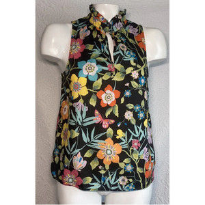 J Crew x Liberty ruffle neck tank in Pavilion floral Butterfly print EUC Size 2